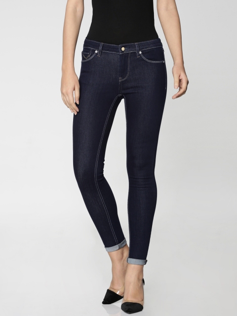 

ONLY Women Blue Carmen Skinny Fit Mid-Rise Clean Look Jeans