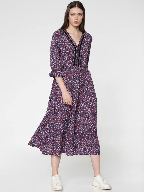 

ONLY Women Black Printed A-Line Dress