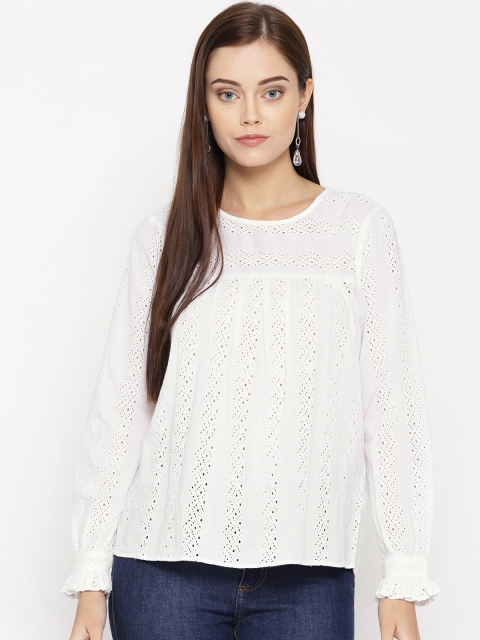 

ONLY Women White Embroidered Top