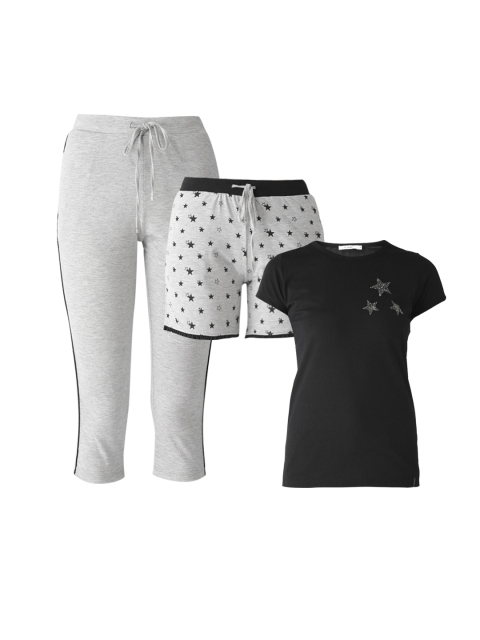 

MADAME M SECRET Women Black & Grey Melange Night Suit S9S30002 002