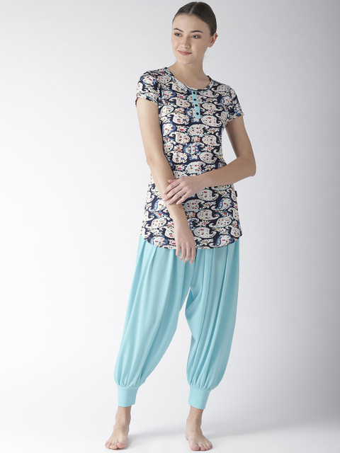 

MADAME M SECRET Women Blue Printed Night Suit S9S30102 043
