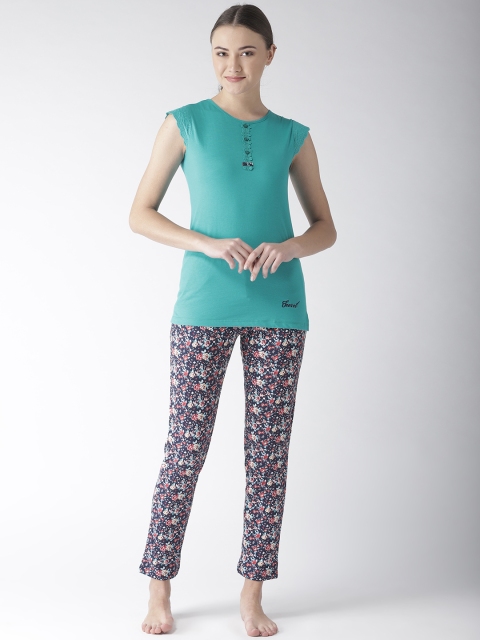 

MADAME M SECRET Women Green & Navy Night Suit S9S30056 039