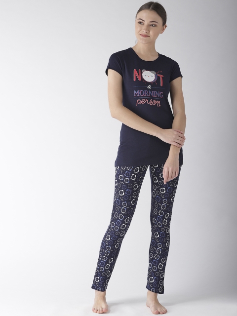 

MADAME M SECRET Women Navy Blue & White Printed Night Suit S9S30080 026