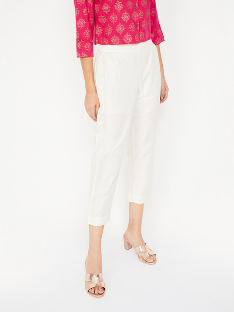 

Melange by Lifestyle Women Off-White Regular Fit Solid Culottes