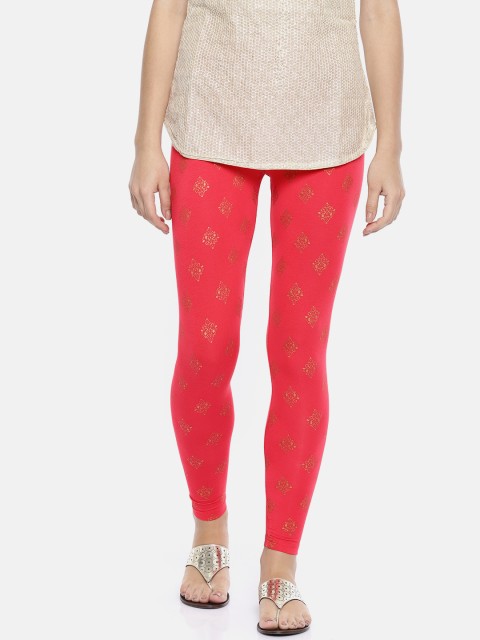

Melange by Lifestyle Women Coral Pink Printed Leggings