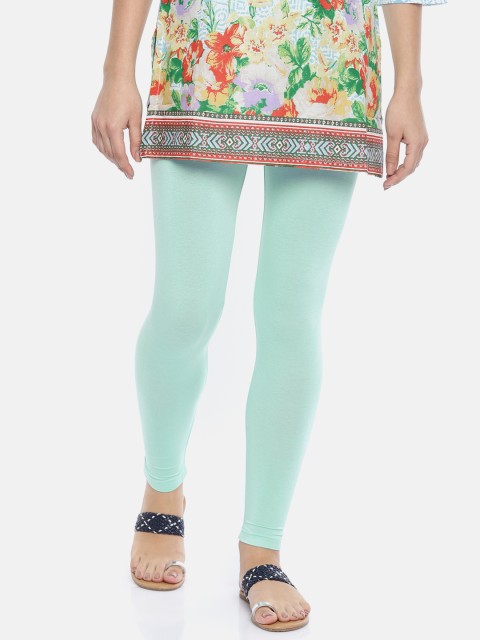 

Melange by Lifestyle Women Sea Green Solid Leggings