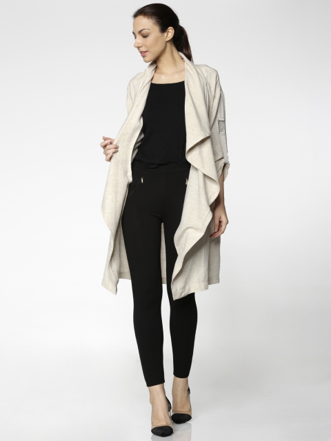 

ONLY Beige Solid Open Front Waterfall Shrug