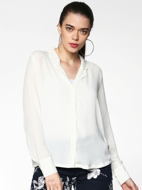 

ONLY Women White Solid Casual Shirt