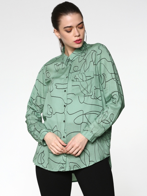 

ONLY Women Olive Green Printed Casual Shirt