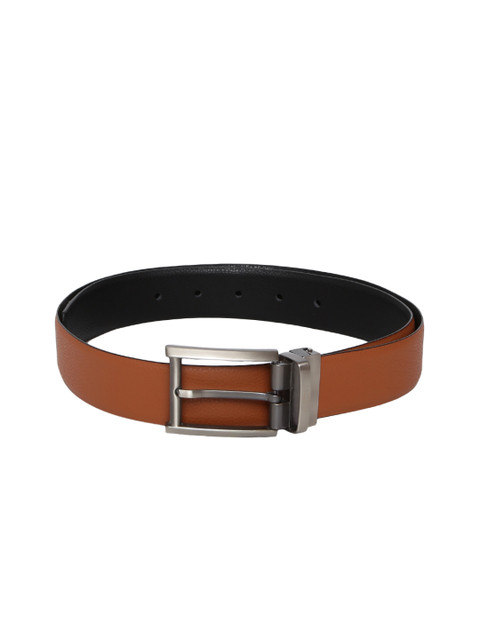 

INVICTUS Men Tan Brown & Black Reversible Leather Textured Belt
