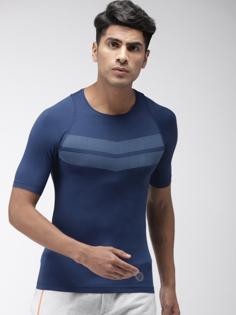 

2GO Men Blue Printed Round Neck T-shirt