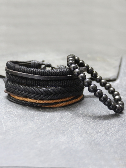 

UNKNOWN by Ayesha Men Set of 4 Bracelets, Black