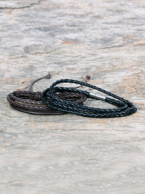 

UNKNOWN by Ayesha Men Set of 2 Bracelets, Black