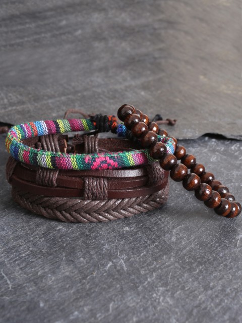 

UNKNOWN by Ayesha Men Set of 4 Bracelet, Brown