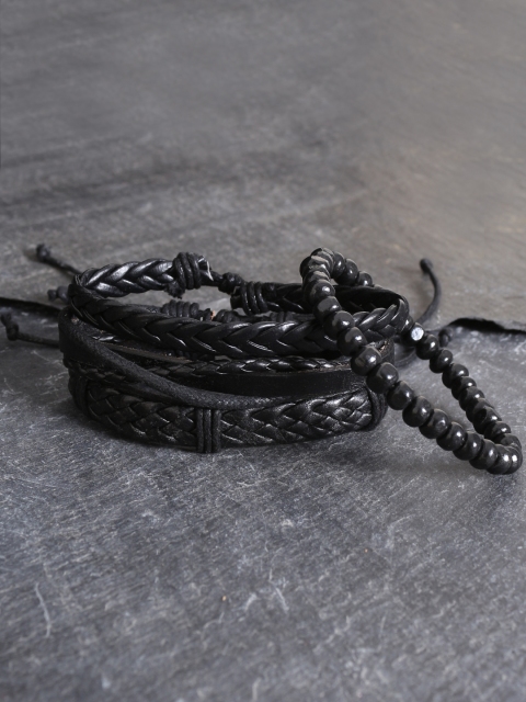 

UNKNOWN by Ayesha Men Set of 4 Black Bracelets