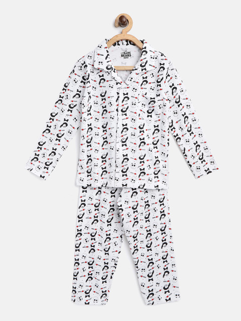 

Eteenz Boys White & Black Panda Print Night suit