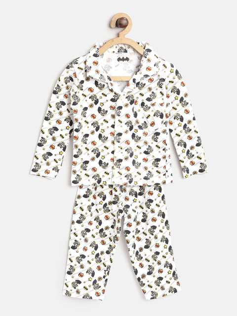 

Eteenz Boys White & Grey Printed Night Suit NTWS60028BMBNW