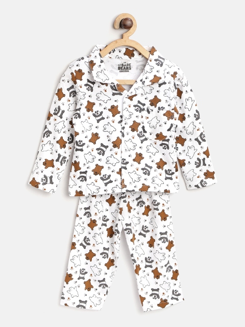 

Eteenz Boys White & Brown Printed Night Suit NTWS60021WBINW