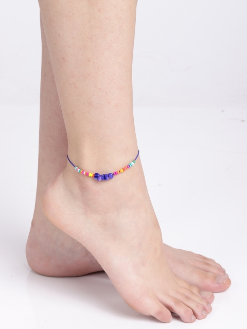 

ayesha Multicolored Tropical Vibe Beaded Anklet, Multi