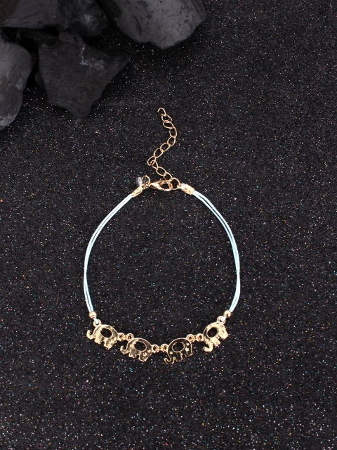 

ayesha Gold-Toned & Blue Elephant Charm Anklet