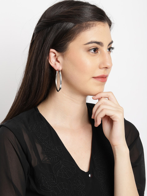 

Ayesha Set of 5 Silver-Toned Circular Mirage Hoop Earrings