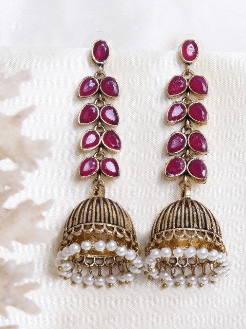 

Ayesha Gold-Toned & Pink Dome Shaped Jhumkas