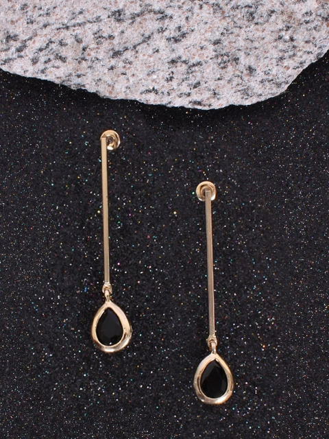 

Ayesha Gold-Toned & Black Contemporary Drop Earrings