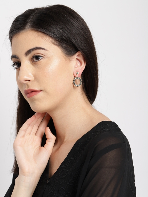 

Ayesha Gold-Toned & Green Circular Drop Earrings