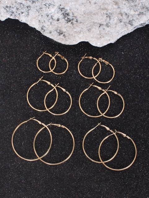 

ayesha Set of 6 Gold-Toned Hoop Earrings