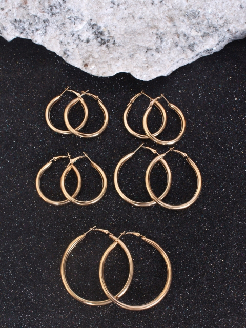 

Ayesha Set of 5 Gold-Toned Hoop Earrings