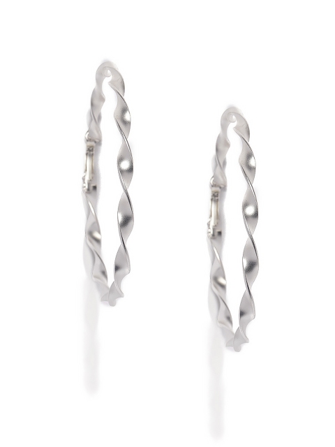 

Ayesha Silver-Toned Circular Twisted Hoop Earrings