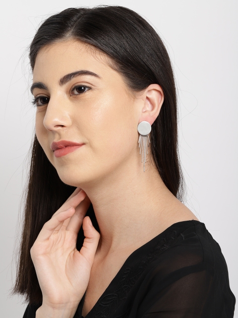 

Ayesha Silver-Toned Geometric Drop Earrings