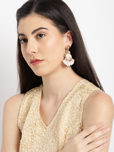 

Ayesha Gold-Toned & Pink Floral Drop Earrings