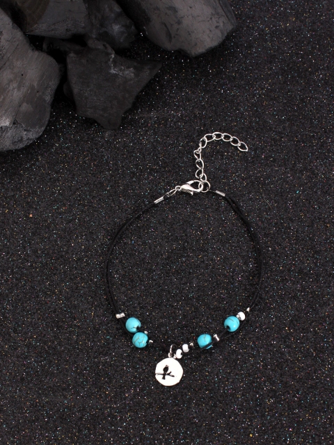 

ayesha Black & Turquoise Blue Adjustable Anklet