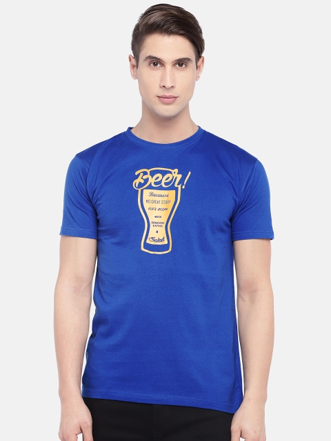 

Globus Men Blue Printed Round Neck T-shirt