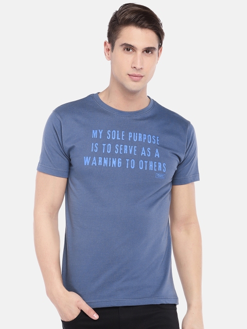 

Globus Men Blue Printed Round Neck T-shirt