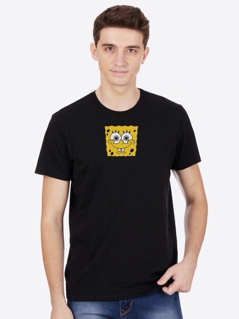 

Sponge Bob By Free Authority Black Mens Half Sleeve Pure Cotton T-shirt