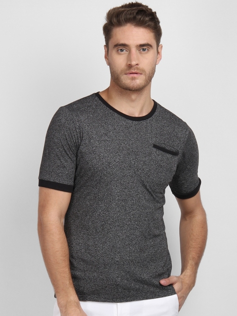 

LA LOFT Men Grey Melange Solid Round Neck T-shirt