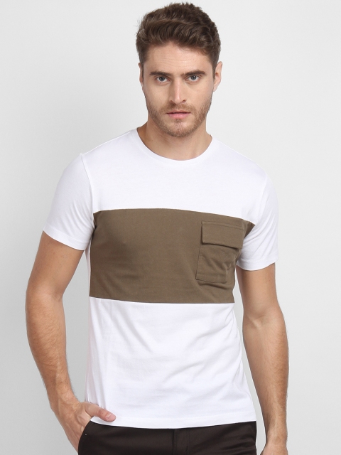 

LA LOFT Men White Colourblocked Round Neck T-shirt