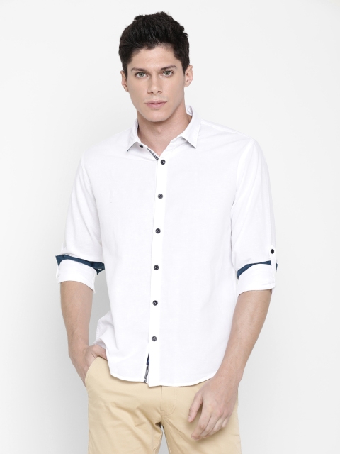 

CAVALLO by Linen Club Men White Regular Fit Solid Casual Shirt