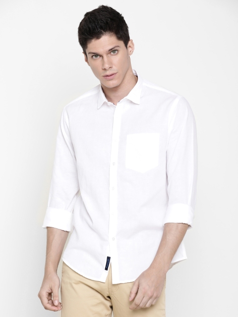 

CAVALLO by Linen Club Men White Regular Fit Solid Casual Shirt