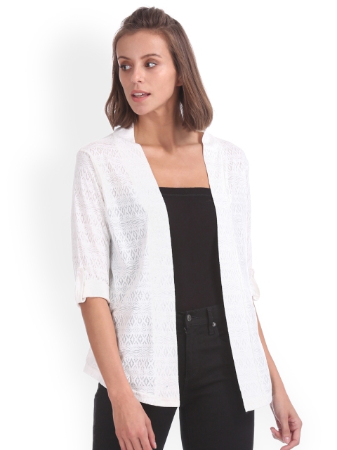 

Cherokee White Solid Open Front Shrug