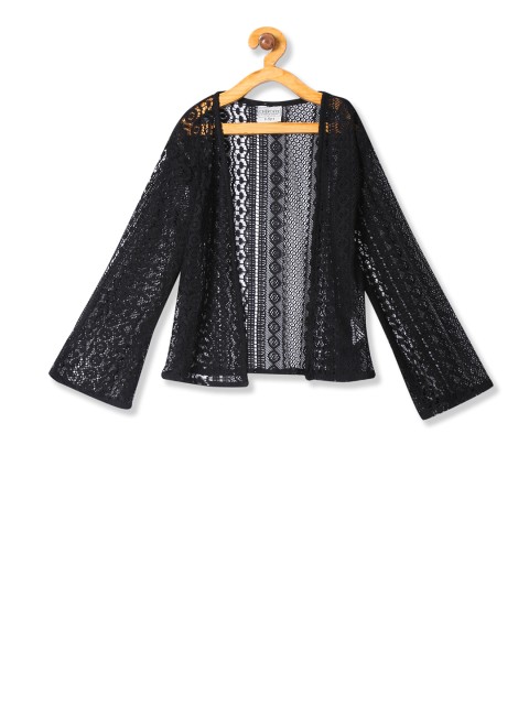 

Cherokee Black Solid Open Front Shrug