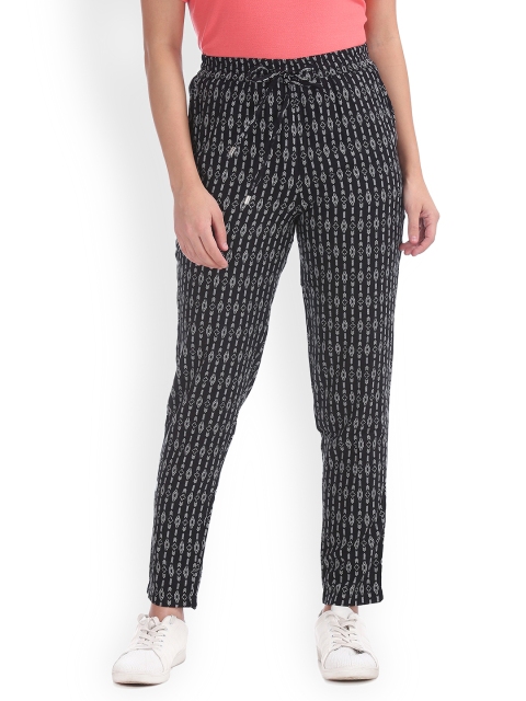 

Cherokee Women Black Regular Fit Printed Cigarette Trousers