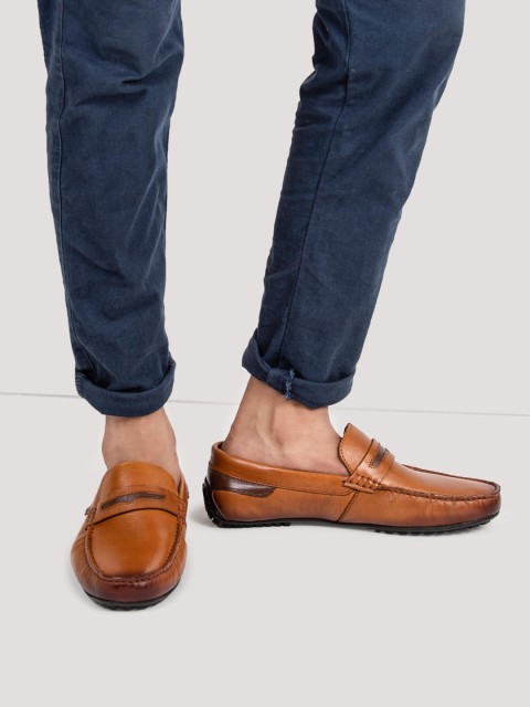 

ID Men Tan Brown Leather Driving Shoes