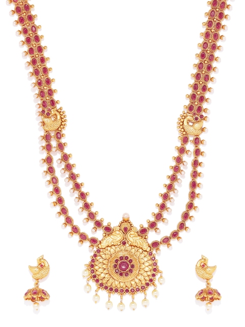 

Spargz Women Gold-Plated Ruby Jewellery Set