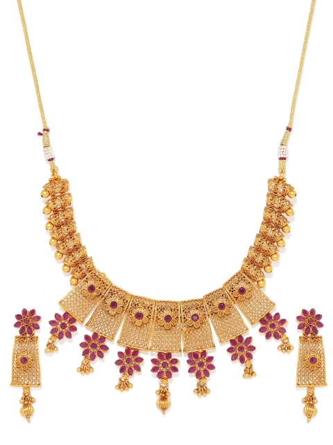 

Spargz Women Gold-Plated Ruby Jewellery Set