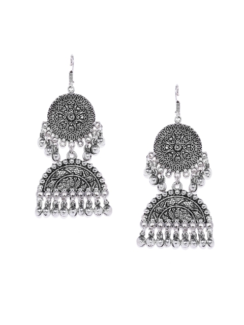 

Spargz Silver-Toned Geometric Drop Earrings