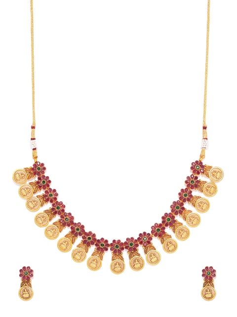 

Spargz Women Gold-Plated Ruby Jewellery Set