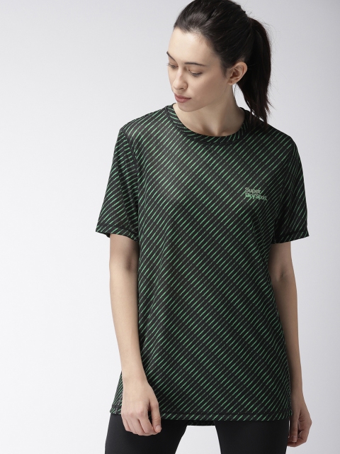 

Superdry Women Black & Green Printed Round Neck T-shirt